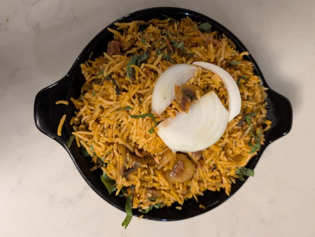 Mushroom Biryani - Authentic Indian restaurant dish